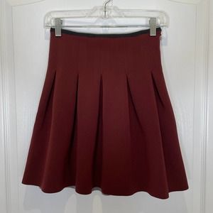 T Alexander Wang Pleated Tennis Scuba Skirt Burgundy Neoprene S